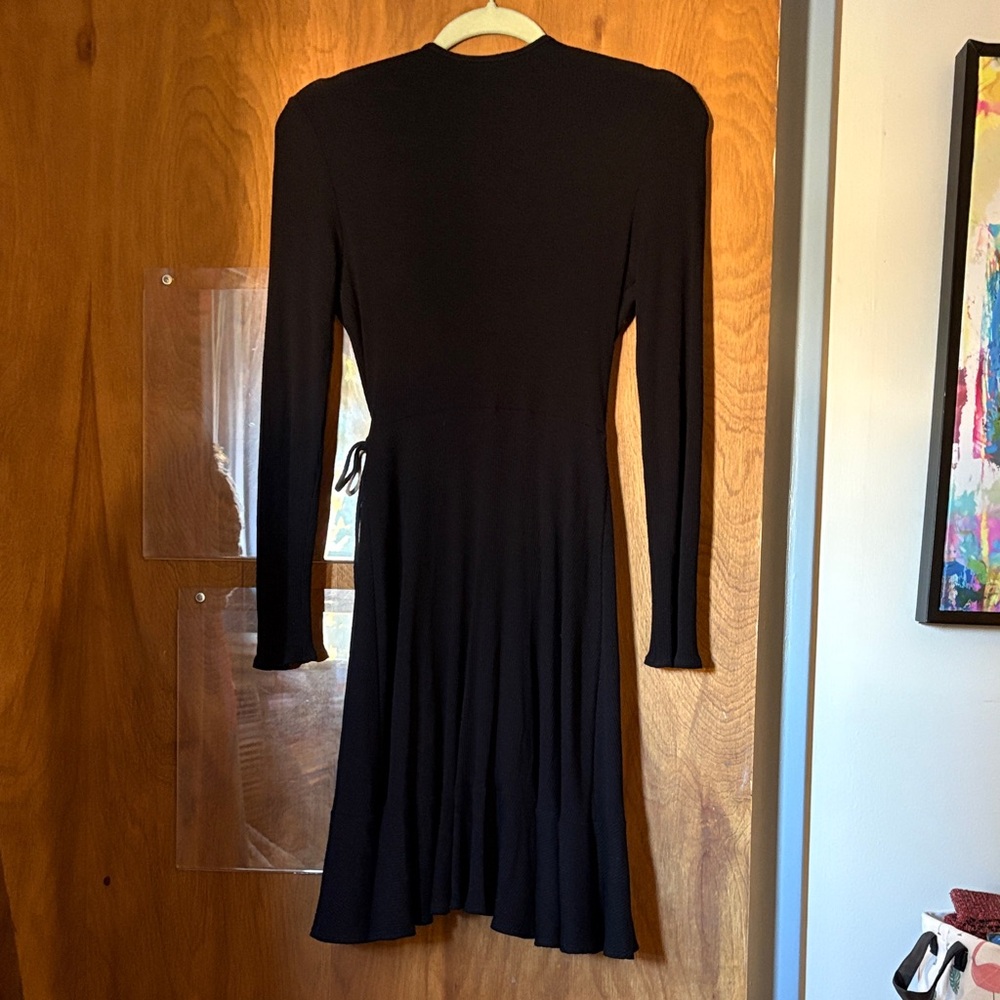 Aqua Wrap Dress Long Sleeve Black - Picture 6 of 6